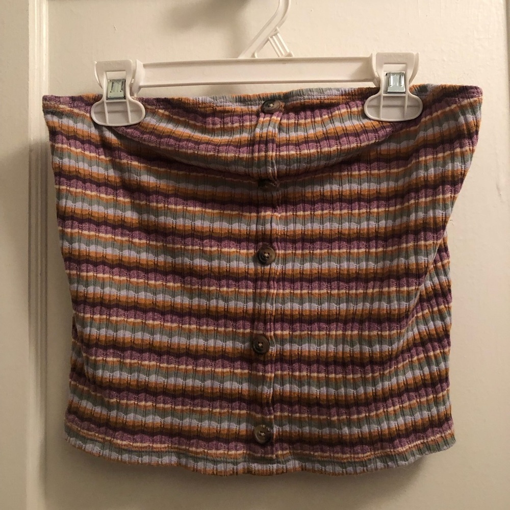American Eagle striped button front tube top